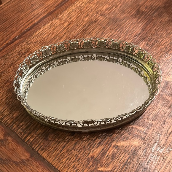 Vintage Gold Filigree Dresser Mirror - Picture 1 of 7